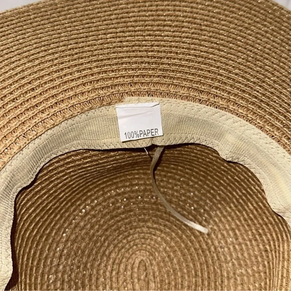Tan Leopard Gold Tone Chain Scarf Puerto Rico Floppy Hat